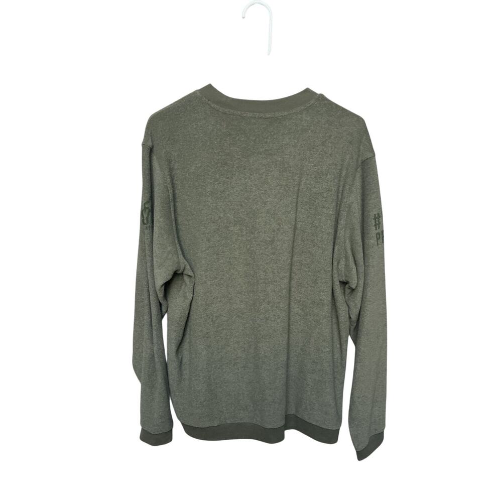 Adidas A586 Crewneck Sweatshirt Large Olive Strata Golf Pullover - Picture 3 of 6